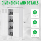61 Inches Metal Storage Cabinet with Doors and Shelves, 4 Tier Kitchen Pantry Cabinet, Multi-Purpose Metal Cabinet for Home, Dining, Laundry, Living, Bathroom and Utility Rooms (White)