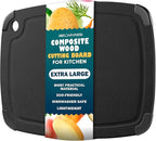 Dishwasher Safe Cutting Boards for Kitchen - Extra Large Composite Wood Cutting Board with Non-Slip Feet & Juice Groove - Thin & Lightweight Eco-Friendly Chopping Board (18 x 12 Inch, Slate Black)