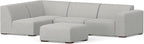 SIMPLIHOME Rex Left Corner Sectional Modular Sofa and Ottoman Set in 100% Recycled Polyester Tightly Woven Performance Fabric, Pale Grey, 116-inch-wide L-Shaped Sofa and 34-inch-Wide Ottoman