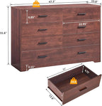 LIDYUK Dark Cherry Dresser for Bedroom, 8 Drawer Dressers & Chests of Drawers, Modern Wood Dresser, 48 Inches Wide Chest of Drawers for Bedroom, Hallway, Living Room