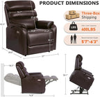 EONIX Large Lay Flat Power Lift Recliner Chair for Elderly, Oversized Electric Lift Chairs, 400lbs Heavy Duty Power Recliner with Heat and Massage, SLRY022063, Dark Brown
