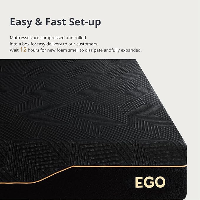 EGOHOME 14 Inch Twin Memory Foam Mattress for Back Pain, Cooling Copper Gel Bed in a Box, Foam Made in USA, CertiPUR-US Certified, Therapeutic Medium Firm, Daybed 38x75x14 Black