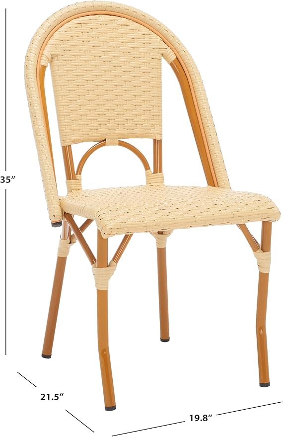 SAFAVIEH Outdoor Collection California Natural Bistro Side Chair Set of 2 (Fully Assembled)