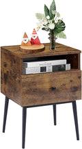 VECELO Modern Wood Night Stand,Square End Table Side Table with Drawer and Storage Space for Bedroom and Living Room