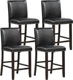 COSTWAY Bar Stools Set of 4, 25.5” PVC Leather Armless Counter Height Chair with Back, Kitchen Island Breakfast Chair for Dining Room, Party Room & Restaurant (4, Black)