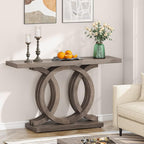 Tribesigns 55 inches Console Table with Unique Base, Vintage Wooden Entryway Sofa Table, Unique Long Accent Hallway Table for Decoration and Organization (Brown)