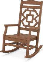 Martha Stewart by POLYWOOD® Chinoiserie 3-Piece Rocking Chair Set in Teak