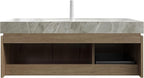 48 Inch Floating Bathroom Vanity with Sink, Wall-Mounted Bathroom Vanity with Drawer and 2 Doors, Light Gray Sintered Stone Countertop and Ceramic Basin, Pre-Assembled, White Oak Woodgrain