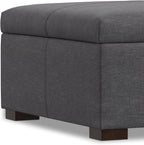 SIMPLIHOME Gabbie 36 inch Wide Contemporary Square Square Coffee Table Storage Ottoman in Slate Grey Polyester Linen, Assembled, for The Living Room, Entryway and Family Room