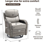 Swivel Patio Chairs Set of 2 with 6" Thick Cushion - Wicker Outdoor Swivel Rocker Patio Chairs, High Back Comfortable Outdoor Glider Chairs 360° Rotation Glider Gray Wicker - Beige Cushion