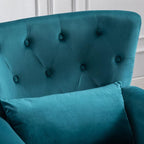 Accent Reading Arm Chairs Set of 2 for Living Room Bedroom, Midcentury Modern Comfy Corner Sofa Chair, Wingback Waiting Room Club Chair with Button Tufted Back &Lumbar Pillow, Velvet Teal