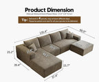 135.4" Cloud Sectional Couch with 1 Ottoman,Modern Modular Sofa with Deep Seat, Comfort U Shaped Sofa Couches for Living Room Bedroom Apartments,No Assembly Required, (Camel,Left Facing Chaise)