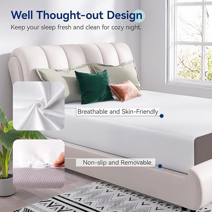 Amazon Basics Memory Foam Mattress, Soft Plush Feel, 12 Inch, King, White/Grey