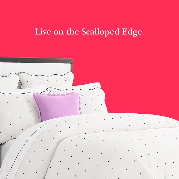 kate spade new york Scallop Edge Decorative Pillow for Bed or Sofa, Cotton Cover Throw Pillow, 18 x 18, Sea Thistle