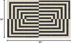 RUGGABLE x Jonathan Adler Machine Washable Modern Area Rug – Op Art Charcoal 3x5, Stain-Resistant, Non-Slip – Small Rugs for Living Room, Bedroom, Hallway, Entryway & Office–with Standard Pad