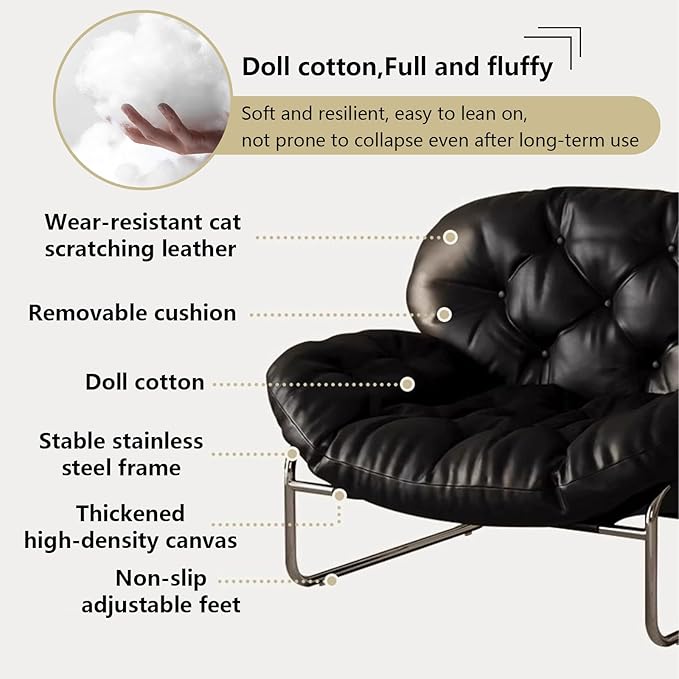 Thick Cushioned Recliner Sofa, Lazy Chair with Upholstery and Footrest, for Living Room, Bedroom, Dorm Brown B