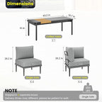 Sundale Outdoor 9 Pieces Patio Furniture Set, U-Shaped Outdoor Sectional Sofa with 6 Inch Olefin Cushion and Coffee Table, Modern Metal Outdoor Conversation Sets (8 Seats, Grey Frame)