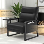Faux Leather Accent Chairs Set of 2 with Flip Up Tray Tables Soft Backrest for Living Room Office Bedroom Modern Accent Chairs, Black