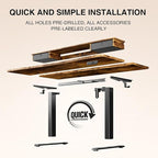 Veken 55"×27.6" Ergonomic Standing Desk with Drawers, Adjustable Height Home Office Desk with Monitor Riser, Computer Table for Work, Study, Gaming, Reading, Brown