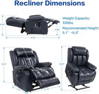 MAEVIS Power Recliner Chair, Lay Flat Sleeping Lift Chairs Recliner for Elderly with Heat and Massage,Comfy Real Breathable Leather Recliners with Dual OKIN Motor for Living Room (Blue)