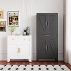 Large Metal Kitchen Pantry Cabinet with Adjustable Shelves - Freestanding Kitchen Storage Cabinet for Dining Room,Livingroom Bathroom, Hallway, Workshop, Office (Black, 71"-1 Drawer)