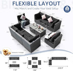 NICESOUL 10 Piece Outdoor Patio Furniture Set, Extra Large Wicker Modular Sectional with Side Tables, 29.3'' High Back Comfortable Rattan Conversations, Modern Couches Gray Color for Exteriors, Gray