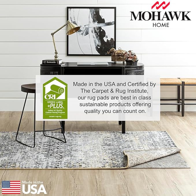 Mohawk Home 7' 6" Round Non Slip Rug Pad Gripper 3/8 Thick Dual Surface Felt + Rubber Gripper - Safe for All Floors