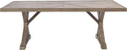 Signature Design by Ashley Beachcroft Modern Farmhouse Outdoor Rectangular Dining Table with Porcelain Table Top, Seats 6 to 8, Umbrella Hole with Cap, Beige