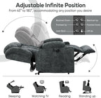 ABCASA Large Dual Motor Lay Flat Power Lift Recliner Chair for Elderly with Heat ＆ Massage, Comfortable Chenille Recliner, Cup Holder, Side Pocket,USB-A ＆ C Ports, Gray Blue