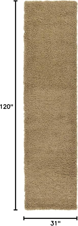Unique Loom Solid Shag Collection Area Rug (2' 7" x 10' Runner, Sandy Brown)