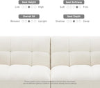 mopio 76.4" Futon Sofa Bed, Couch, Loveseat, Sleeper Sofa, Mid Century Modern Futon Couch, Sofa Cama, Couches for Living Room (Aaron, Pearl White Boucle)