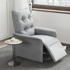 Power Recliner Accent Chair with Side Pocket High-Back 180° Recline Faux Leather Living Room Chairs, Comfy Chair for Bedroom Reading (Gray)