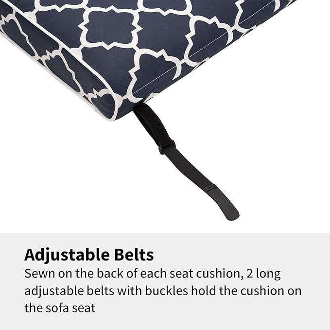 Outdoor Cushion Set for Patio Furniture Deep Seat Chair Cushions Weather Resistant Sofa Chair Pad, 24.4x23.6 Inch, Blue Diamond