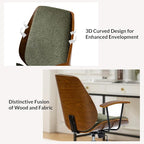 Modern Office Chair with Bentwood Polyester Upholstery Ergonomic Swivel Desk Chair with Adjustable Height for Home Office or Study Green