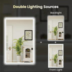 WTTY 24"X36" LED Bathroom Mirror with Black Frame, Bathroom Vanity Mirror with Lights for Wall, Front Light and Backlit, Anti-Fog, Dimmable, 3 Colors, Shatterproof, Memory, Horizontal/Vertical