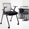 Conference Room Chairs, Folding Office Desk Chair with Lumbar Support and Sliding Armrest, Stackable Office Guest Chairs & Reception Chairs(12 Pack)