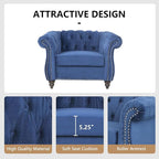 2 Piece Living Room Furniture Set, Velvet Loveseat and Chair Set, Mid Century Modern Upholstered Sofa Couch with Cushions, Comfy Tufted Chesterfield Couches for Living Room, Bedroom, Office