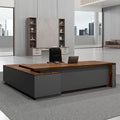 OfficeSimpli L Shaped Executive Desk with Drawers - 64x63x30 Inch - Made in USA - Ship Mostly Assembled - Home Office Workstation, Business Furniture, CEO Desk Table with Lockable Storage - Walnut