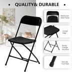 SEALAMB Plastic Folding Chairs 30 Pack, Black Commercial Portable Indoor/Outdoor Chairs for Home Office, Wedding, Events Parties with Steel Frame, 350lbs Capacity (Black-Plastic, 30 Pack)