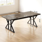 LITTLE TREE 70.8-Inch Large Executive Desk, Extra Long Computer Office Desk Workstation, Modern Simple Style Laptop Table, Sturdy Wooden Writing Workstation for Home Black Oak