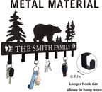 Personalized Key Holder for Wall, Custom Metal Black Bear Coat Hook Key Holder with Name, Metal Key Rack Hanger Organizer for Entryway, Front Door, Hallway, Kitchen, Office Decor