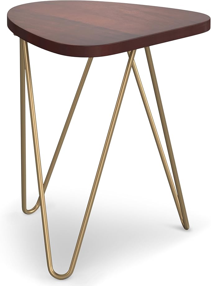 SIMPLIHOME Patrice Modern 18 inch Wide Metal and Wood Accent Side Table in Dark Brown for the Living Room and Bedroom