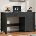 Farmhouse 47" Executive Desk, Computer Desk with File Drawer and Charging Station, Workstation for Home Office, Study(Pure Black)