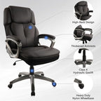 CLATINA Big and Tall Executive Office Chair, Extra Wide Seat, 500 LBS Capacity Heavy Duty Ergonomic Cloth Desk Chair with Wheels and Padded Armrests, High Back Fabric Computer Task Chair, Black