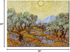 Wieco Art Canvas Wall Art Print of Vincent Van Gogh Paintings Olive Trees with Yellow Sky and Sun Field Pictures Artwork Wall Art for home Decoration and Wall Decor