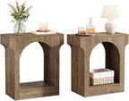 Tribesigns Wood End Table Set of 2, Side Table with Storage Space for Living Room, Narrow Nightstand for Bedroom, Gray