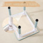 Kids Table and 2 Chairs Set, Height Adjustable Toddler Chairs, Graffiti Desktop Study With Anti-Slip Foot Covers, Children Activity Set for Ages 2-10, Blue Grey