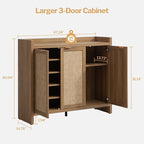 SICOTAS Shoe Storage Cabinet Set of 2, Large Tall Shoe Cabinet, Rattan Shoe Cabinet Storage for Entryway, Farmhouse Cabinet with Doors and Adjustable Shelves for Entryway Hallway Living Room