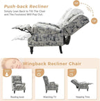 HULALA HOME Upholstered Wingback Recliner Chair, Small Adjustable Footrest Push Back Single Reclining Sofa, Mid Century Modern Lounge Armchair for Living Room, Bedroom, Reading/Grey