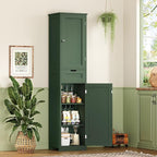 Iwell Tall Bathroom Storage Cabinet with 2 Doors & 1 Drawer, Narrow Storage Cabinet with Adjustable Shelves, for Living Room, Bathroom, Kitchen, Forest Green